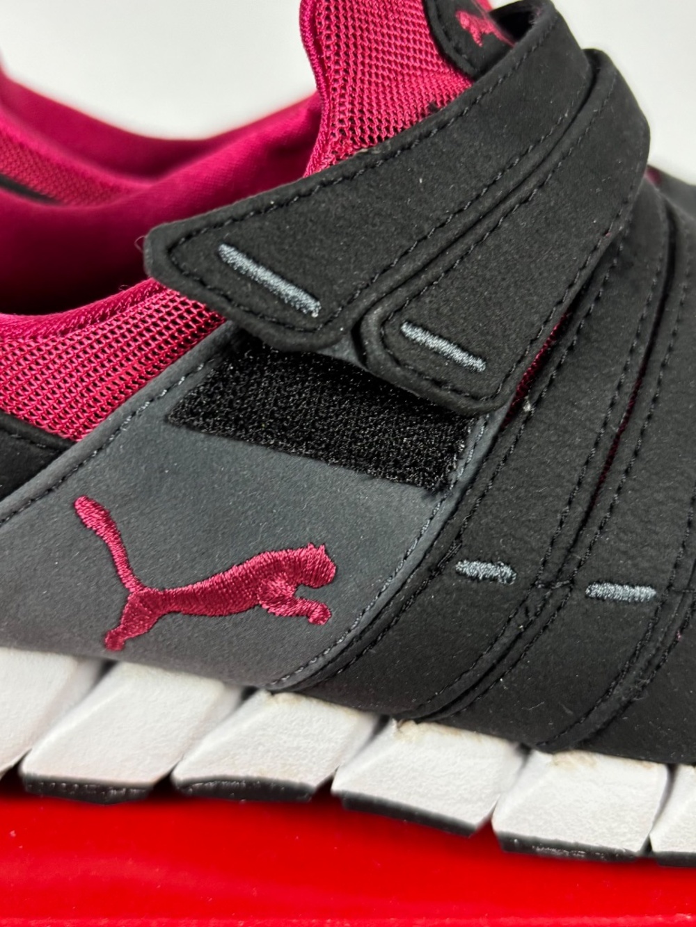 PUMA Women's Black & Burgundy Athletic Slip-On Sneakers - Picture 6 of 12